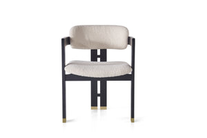 AIKO Modern Cream Fleece Dining Chair with Black Wooden Frame & Gold Foot Caps