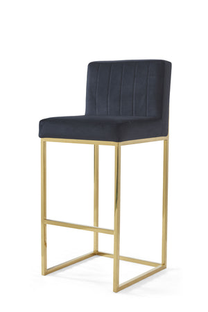Modern Luxury Gold Black Velvet Bar Stools