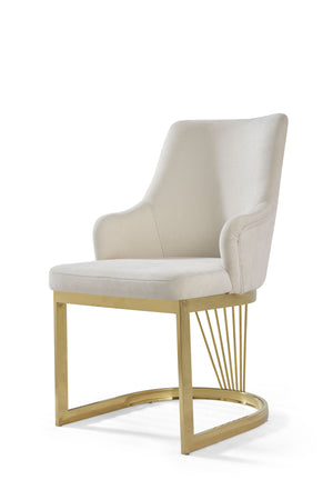 SKYE Modern Luxury Gold Pearl White Fabric Dining Chair