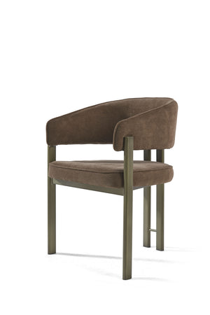 OPAL Modern Mocha Fabric Dining Chair with Bronze Metal Frame
