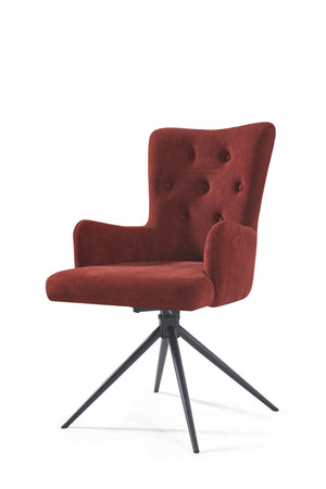 Modern Luxury Red Velvet Black Sand Finish Dining Chair
