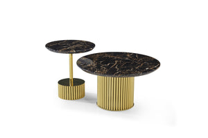 AVAL Luxury Gold Round Coffee Tbale Set