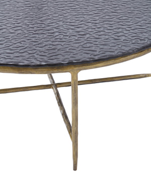 High End Forged Metal Water Glass Top Coffee Table Set