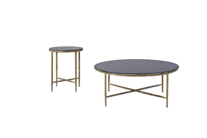 High End Forged Metal Water Glass Top Coffee Table Set