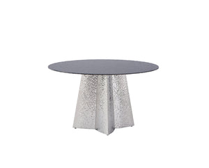 Modern Sleek Silver Black Water Glass Design Dining Table