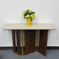 KIRA Luxury Travertine Sintered Stone Gold Walnut Veneer Console Table