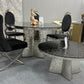 Modern Sleek Silver Black Water Glass Design Round Coffee Table