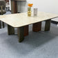 ELISE Collection Modern Luxury Coffee Table with Sintered Stone Top and Walnut Veneer Bronze Base