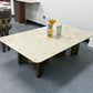 ELISE Collection Modern Luxury Coffee Table with Sintered Stone Top and Walnut Veneer Bronze Base