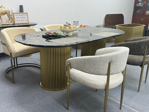 Alva Luxury Gold Black Sand Marble Dining Table