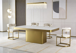 Matt Gold Luxury Dining Table With Sintered Stone Top