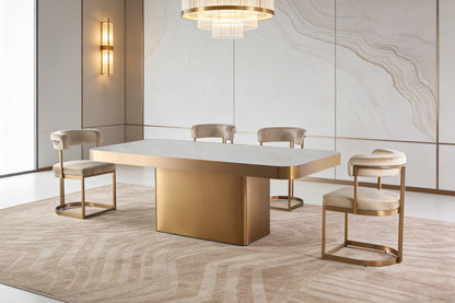 Matt Rose Gold Luxury Dining Table For Banquet