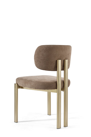 MERA Luxury Moca Upholstered Champagne Gold Dining Chair