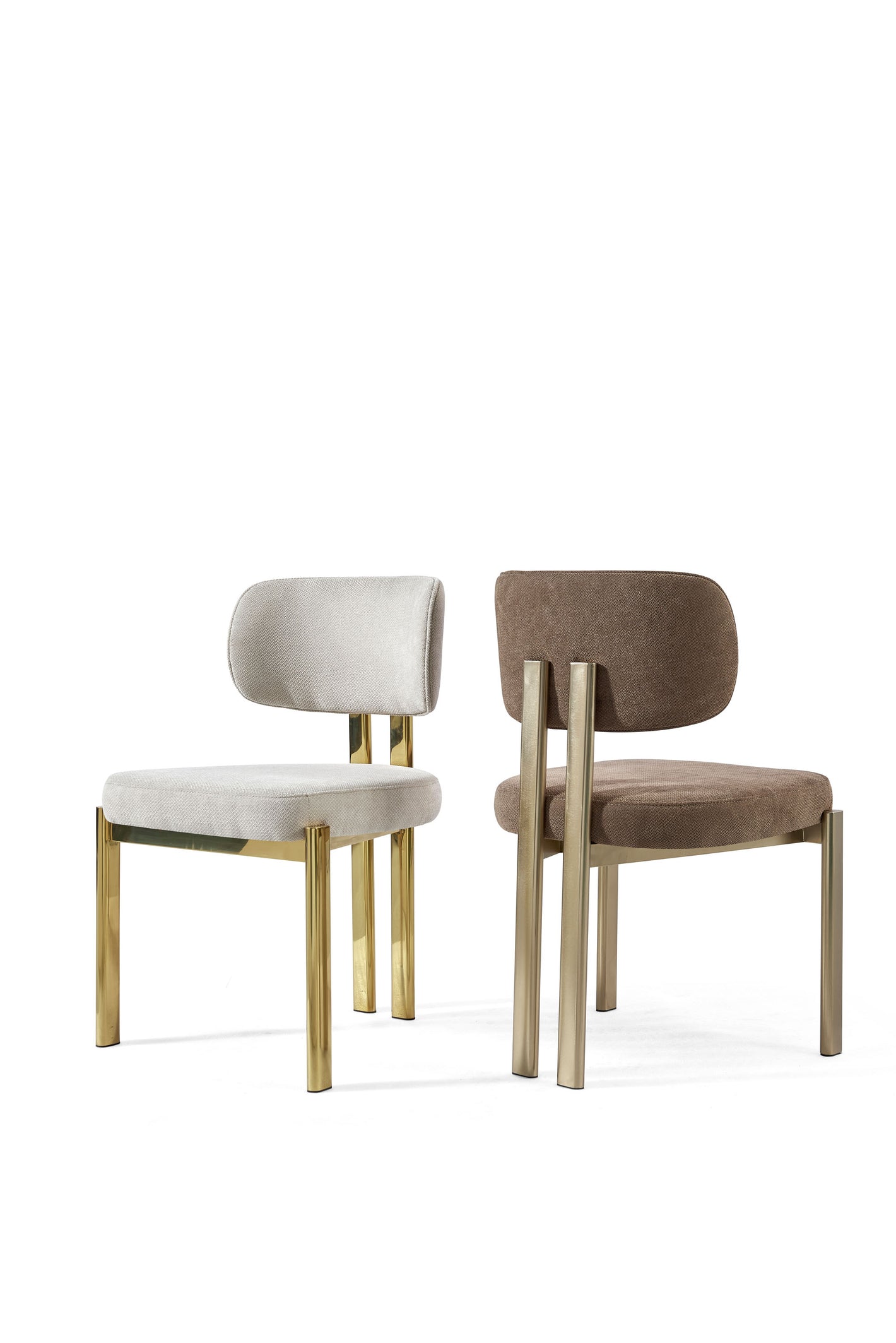 MERA Luxury Moca Upholstered Champagne Gold Dining Chair
