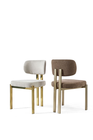 MERA Luxury Moca Upholstered Champagne Gold Dining Chair