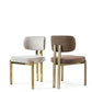 MERA Luxury Beige Upholstered Polished Gold Dining Chair
