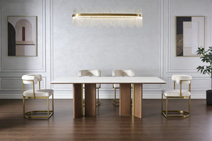 Torin Luxury Modern Walnut Gold Dining Table