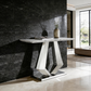 Arden Silver Console Table – Diamond-Cut Sculptural Entryway Piece with Marble Top