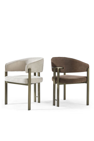 OPAL Modern Mocha Fabric Dining Chair with Bronze Metal Frame