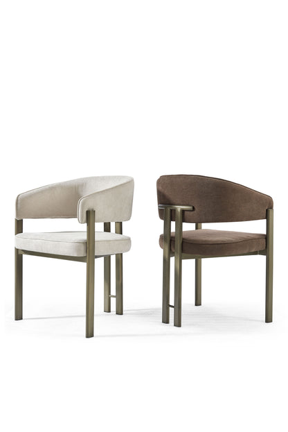 OPAL Modern Mocha Fabric Dining Chair with Bronze Metal Frame