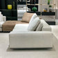 SRF LIVING CELOR contemporary two-tone modular sectional sofa with cognac brown and ivory upholstery, wide chaise seating and plush back cushions.