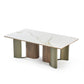 ELISE Collection Modern Luxury Coffee Table with Sintered Stone Top and Walnut Veneer Bronze Base