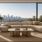 ELISE Collection Modern Luxury Coffee Table with Sintered Stone Top and Walnut Veneer Bronze Base