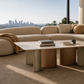 ELISE Collection Modern Luxury Coffee Table with Sintered Stone Top and Walnut Veneer Bronze Base