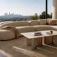 ELISE Collection Modern Luxury Coffee Table with Sintered Stone Top and Walnut Veneer Bronze Base